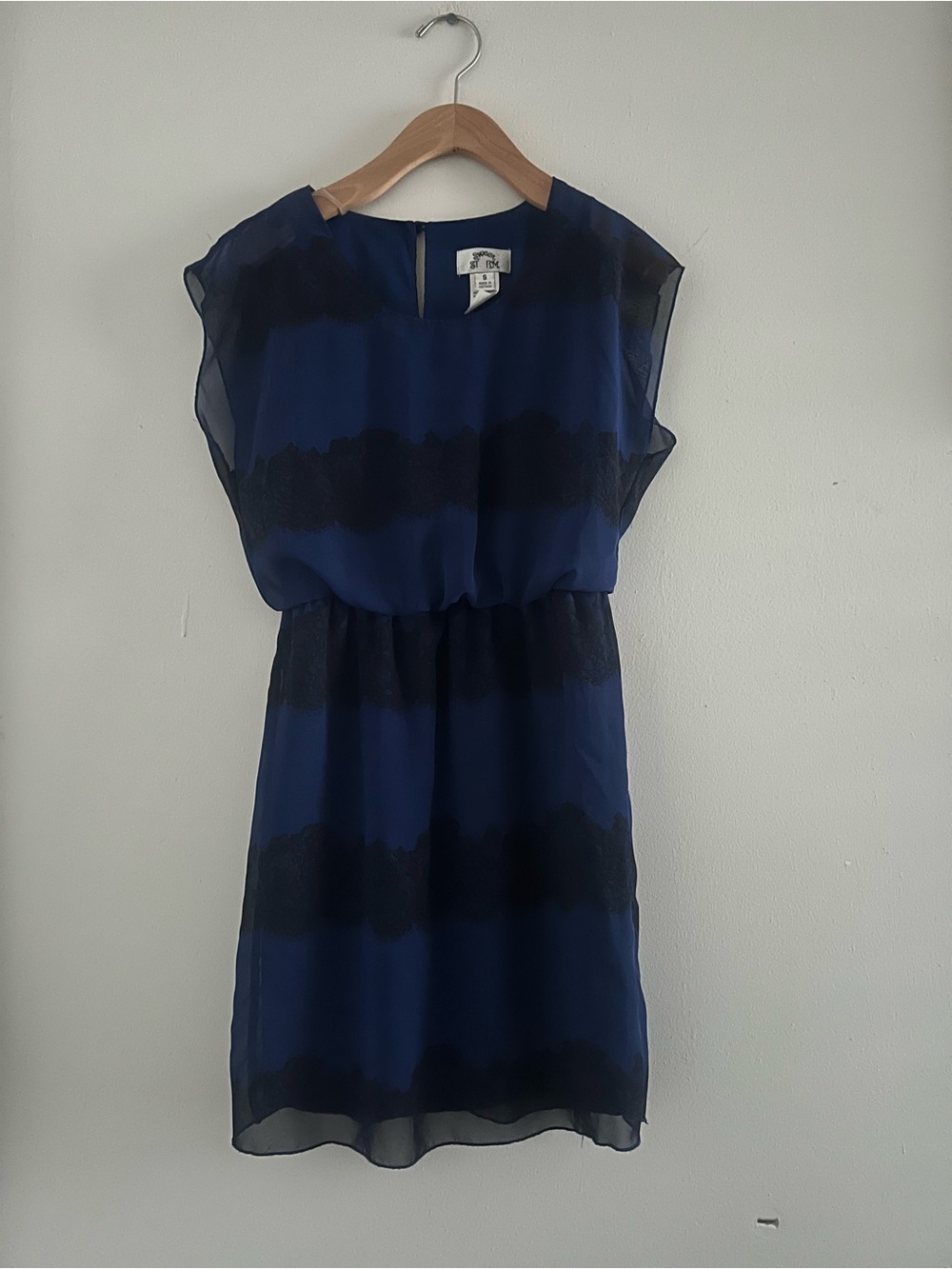 Y2K Sweet Storm Black & Blue Lace Sleeveless Dress Sz S